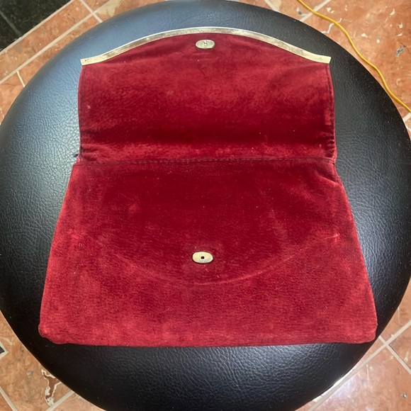 🍇👜Bamberger’s Vintage Made In Italy Burgundy Genuine Leather Clutch Bag Sz-S/M - Picture 2 of 4